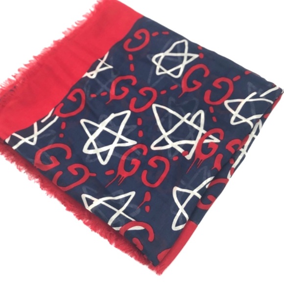 🆕 Brand NWT Gucci Ghost Stars Modal & Silk Scarf - Picture 7 of 9